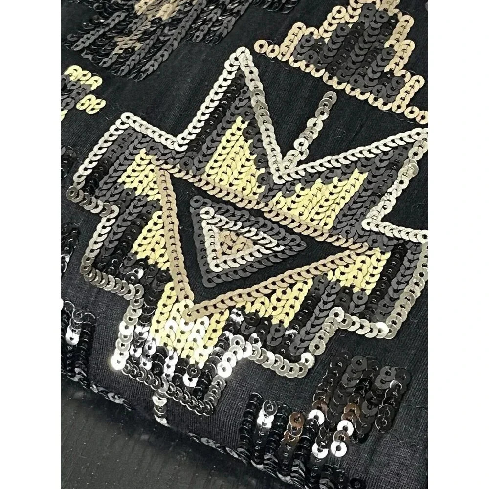 Women’s Black/Gold holiday party/Sequin Dress Medium Sleeveless/NWT /SlipOn - Picture 7 of 7